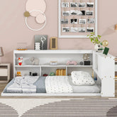 Bellemave® Full Size Floor Bed with L - shaped Bookcases, Sliding Doors,Without Slats - Bellemave